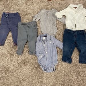 Baby boy fall/winter bundle of pants, button down shirts, long sleeve bodysuits